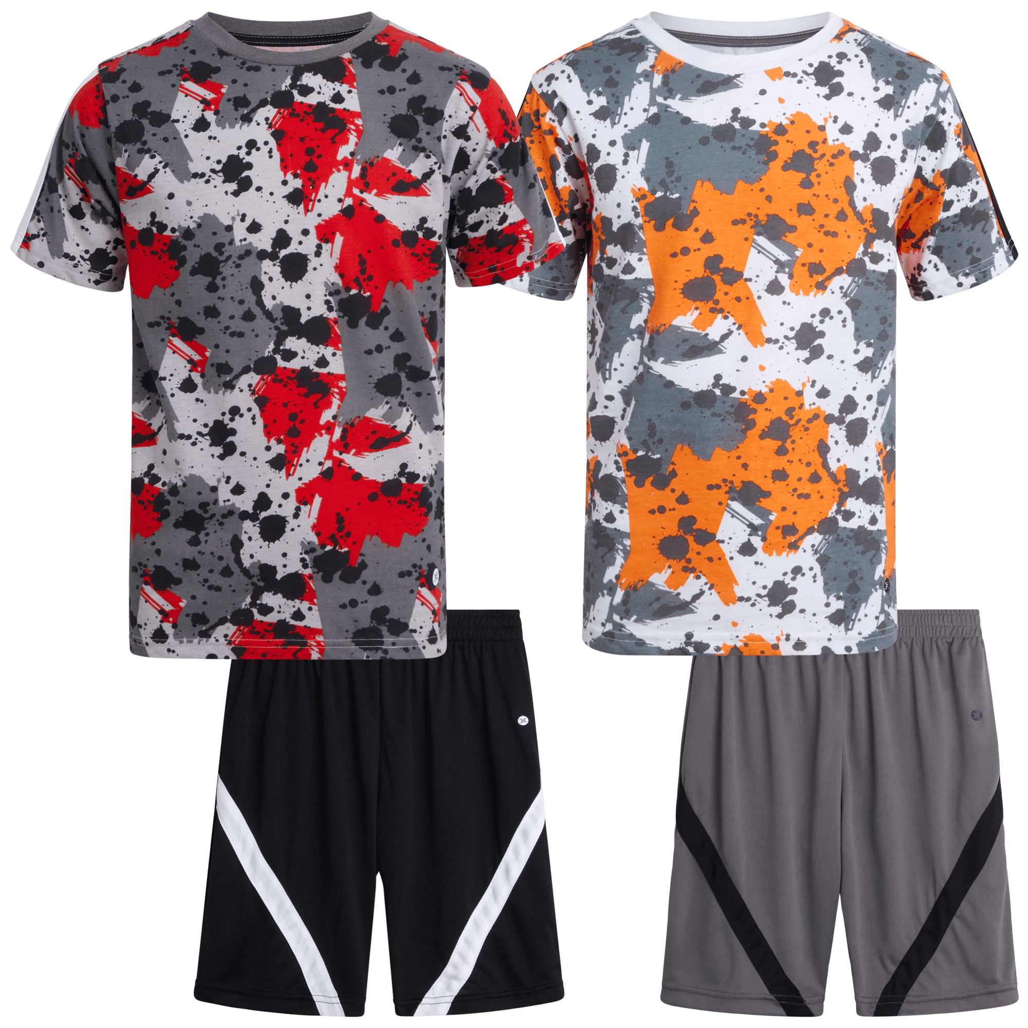 RBX Boys' Active Shorts Set 4 Piece Performance TShirt and Shorts