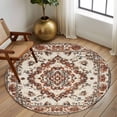 thumbnail image 3 of Burnt Orange Boho Large Area Rugs for Bedroom Living Room, Soft Non Slip Carpet Bedside Rug, Modern Ethnic Geometric Southwestern Round Floor Cover Kitchen Accent Rug 8' for Dining Room/Office, 3 of 9