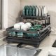 thumbnail image 3 of Carbon Steel Dish Rack with Drainboard, Sink Organizer, Dish Strainer Shelf for Kitchen Counter Storage A, 3 of 5