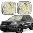 thumbnail image 2 of Uemuo White Rose Printed 2 PCS Car Windshield Sun Shade, Auto Sun Heat and UV Rays Blocker, Foldable Automotive Front Window Sunshade Protector, 2 of 7