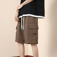 thumbnail image 2 of Sngxgn Men's Casual Drawstring Shorts Lightweight Elastic Waist Walking Shorts with Pockets(Brown,L), 2 of 5