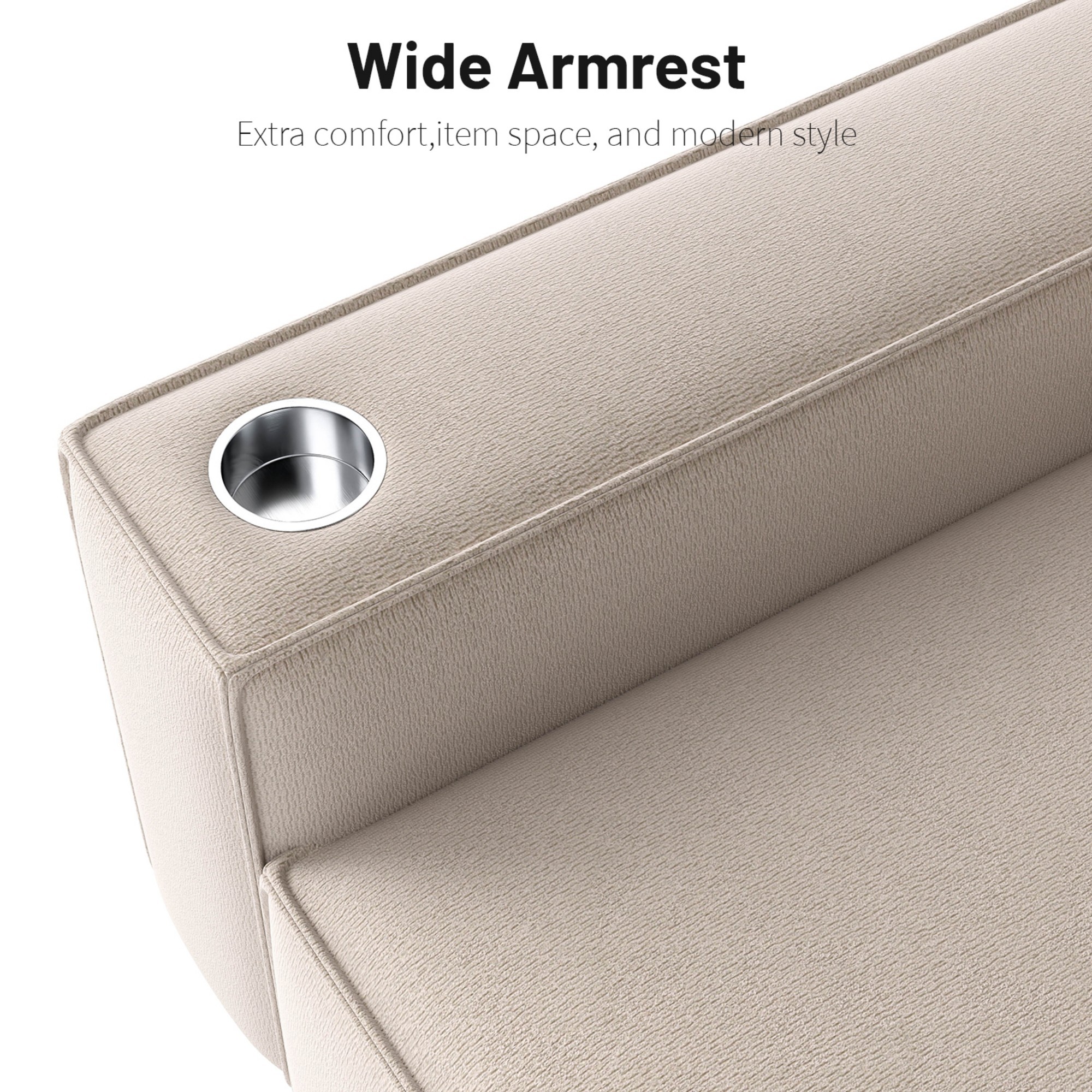 Gewnee Loveseaters Sofa with Wide Armrests,Cup Holders and Pillows,Comfortable WideSeat Sofa for Living Room or Apartment.Beige