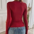 thumbnail image 6 of Bovemsi Y2K Long Sleeve T Shirt Lace Trimmed Open Collar Slim Fit Base Shirt Top for An Y2K Style, Red Summer Women's Long Sleeve T-Shirts, XL, 6 of 9