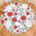 thumbnail image 2 of Round Fitted Tablecloth with Elastic Edges Fits 36"-44" Round Tables Pioneer Colorful Floral Waterproof Table Cover Washable Indoor and Outdoor for Party Kitchen Dinner Banquet Patio Picnic, 2 of 7