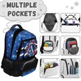 thumbnail image 6 of Yspwyqan Blue Glitter School Backpack for Kids Teens, 600D Polyester Lightweight Bookbag, Fits 15.6 Laptop, Cheerleader Megaphone Backpack for Elementary Middle High School, 6 of 7