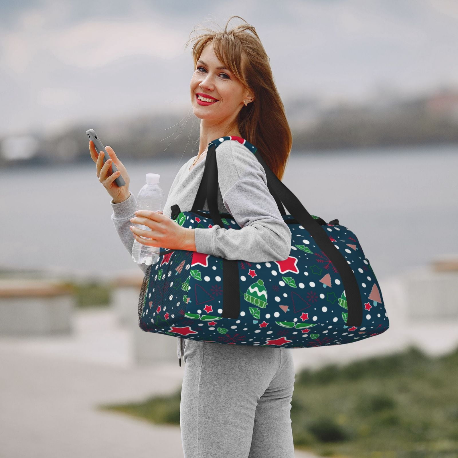 Fuzoiu Christmas Print Travel Duffle Bag,Carry On Tote Bags,Duffel Bag,Sport Gym Bag, Hospital Bag for Labor and Delivery, Overnight Bag,Luggage Bag