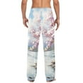 thumbnail image 4 of Men's Pajama Pants Cherry Pink Green Trees Cotton Long Sleepwear Lounge Pants S, 4 of 7