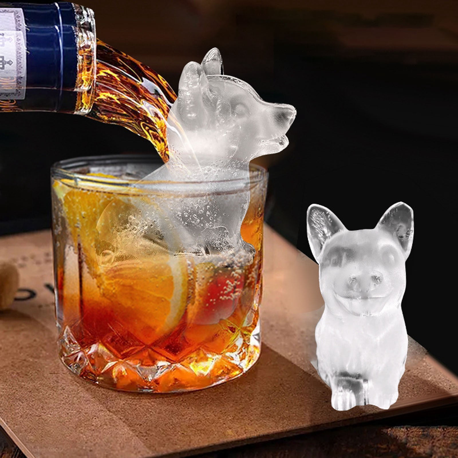 3D Dog Tray Silicone Fun Dogs Shape Ice Maker Dog Lover 3D Corgi Dog Silicone 4 Cavity Large Ice Tray With Funnel Reusable DIY Ice Maker(1Pc)