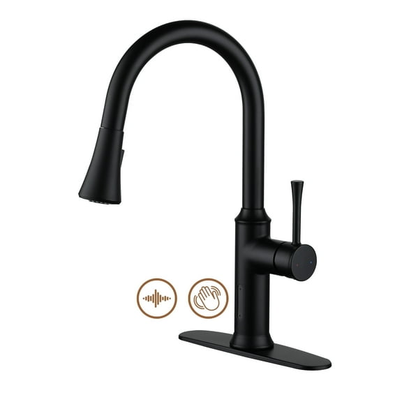CASAINC Single Handle Kitchen Faucet with Pull Down Sprayer, Touchless Sensor, Deck Mounted, Matte Black