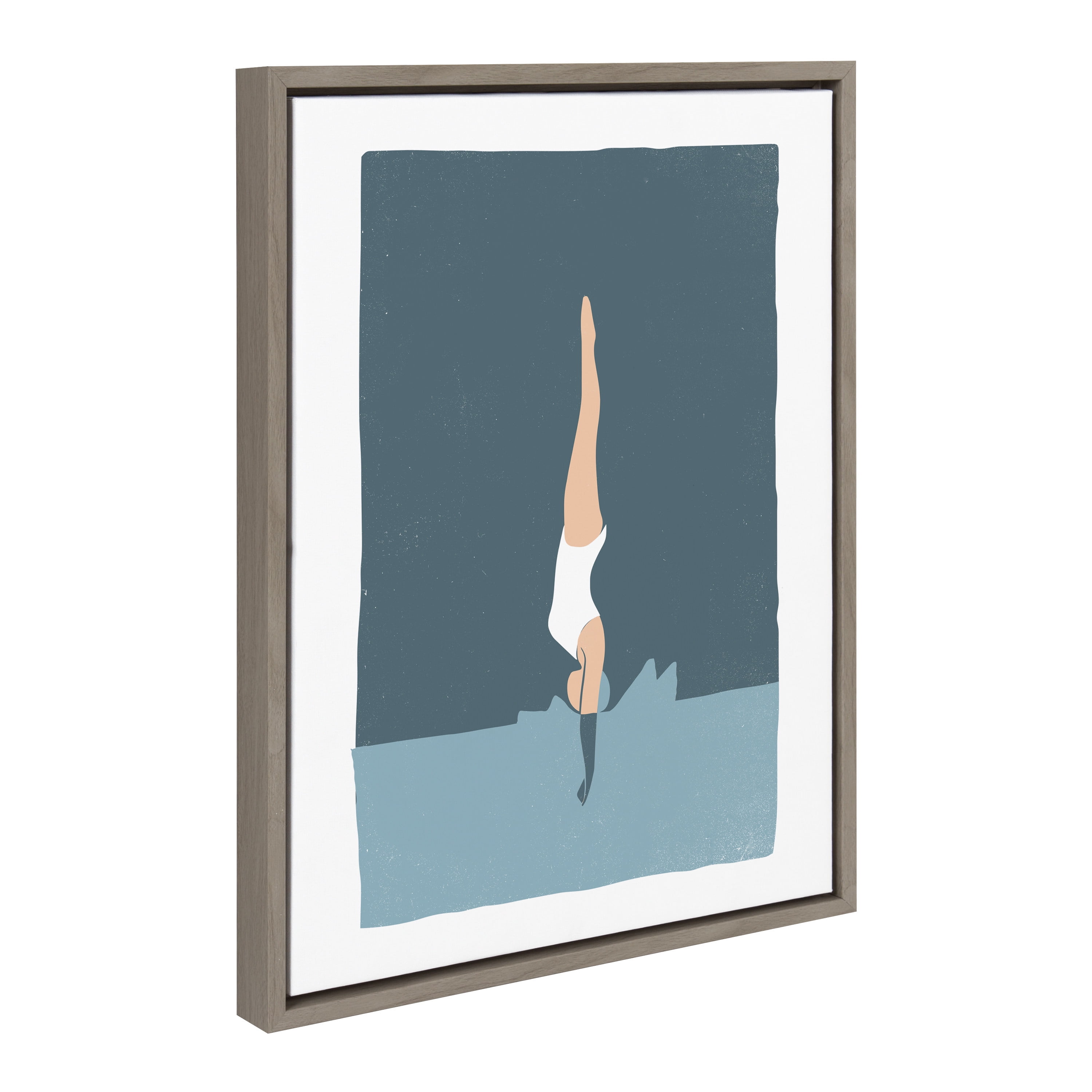 Kate and Laurel Sylvie Splash Framed Canvas Wall Art by Rocket Jack, 18x24 Gray, Chic Coastal Art for Wall