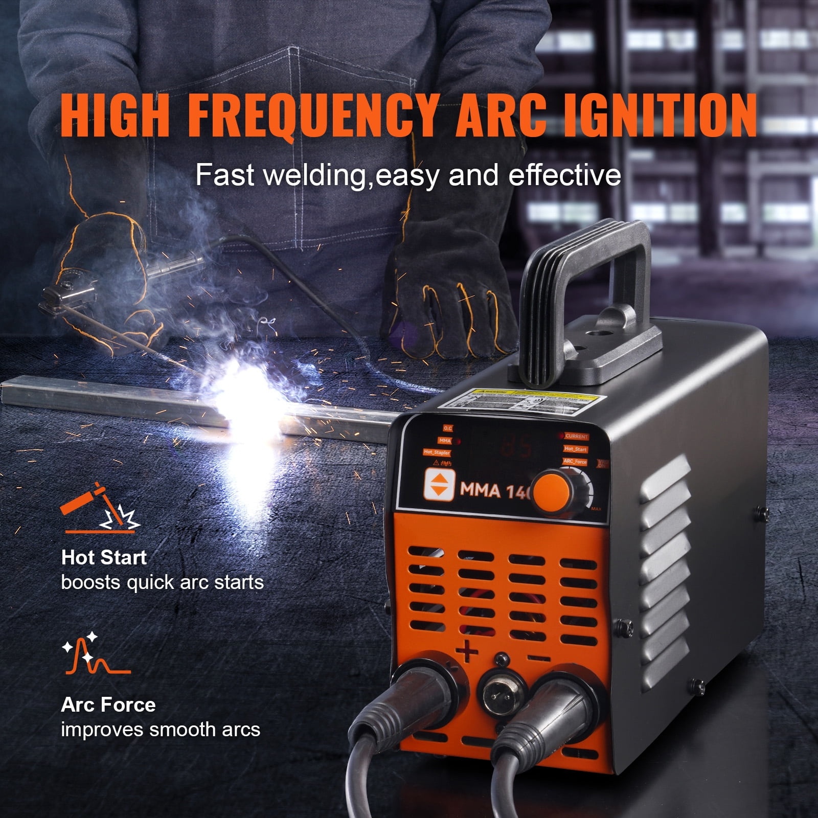 BENTISM Plastic & Stick Welder 140Amp MMA/Plastic 2-IN-1 Welder Machine 110/220V Hot Stapler with Hot Start Arc Force Anti-Stick, IGBT Inverter ARC Welding Machine