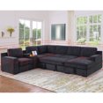 thumbnail image 4 of Hybition Chenille Sofa Modern Pullout Sofa bed 7 Seater Sectional Couch with Multifunctional Console & Storage Chaise-Color:Dark Grey, 4 of 8