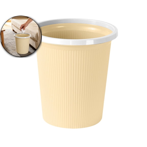 Compact Bathroom Trash Can with Pressure Ring – Small Space Garbage Bin for Kitchen, Office & Dorm(Khaki)