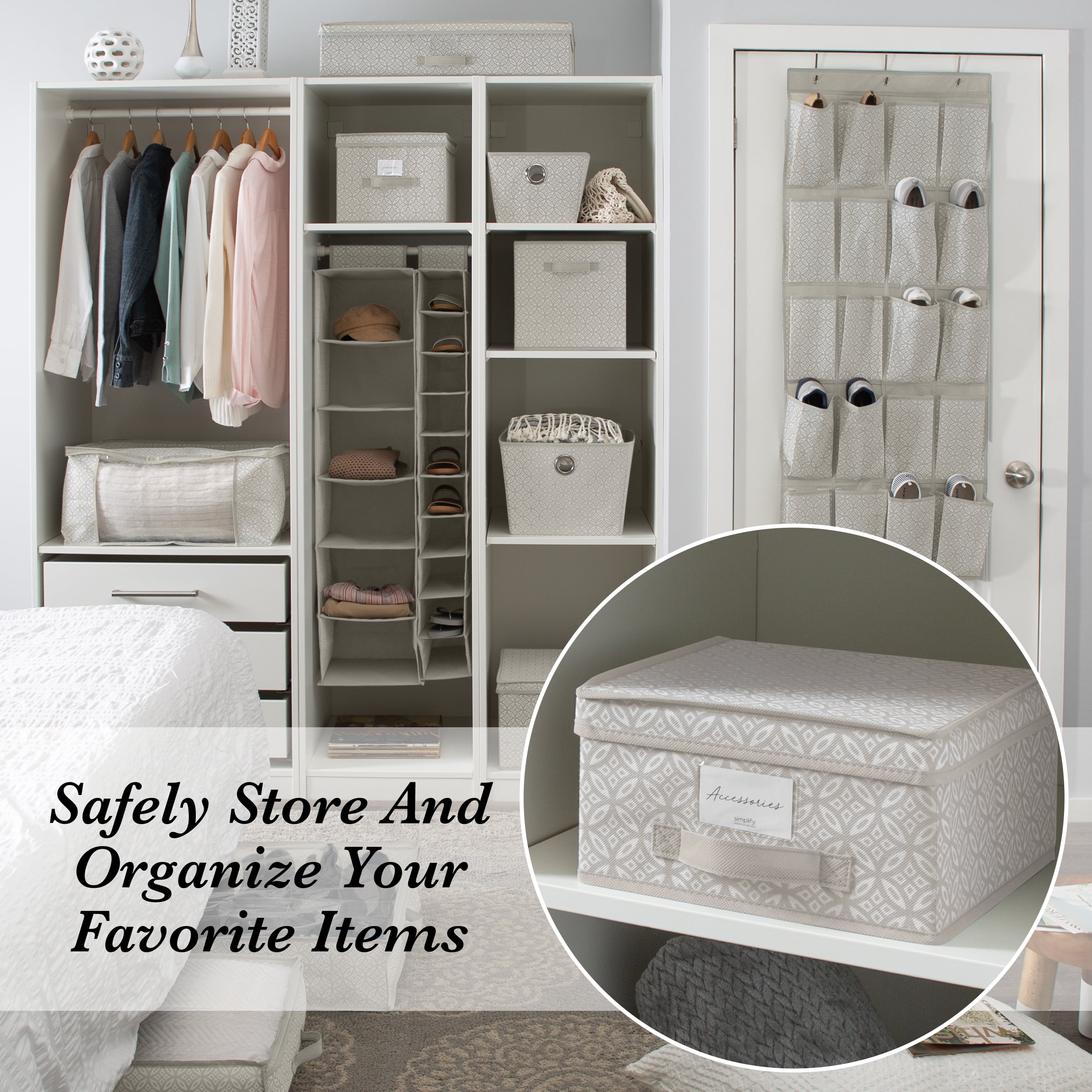 Simplify Boho Medium Fabric Storage Box in Gray