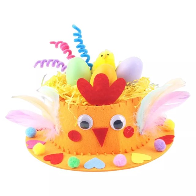 kurtrusly Complete Easter Hat Making Kit Eco-Friendly Non-Woven For Children Eco-friendly Easter Hats Are orange