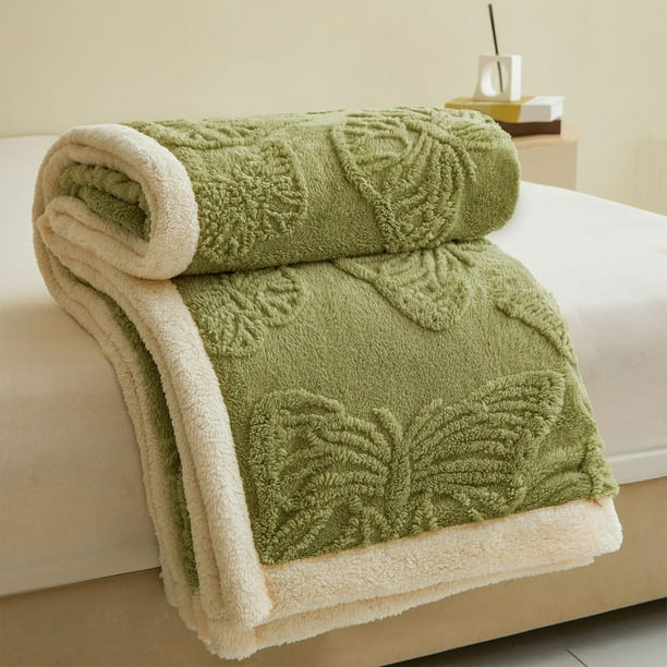 Frazada Manta de lana Taff suave y cálida de doble capa,color verde,de 100x150 cm,color liso,ideal para siestas en sofá,cama,oficina o viajes (1 pieza). Rkxzt
