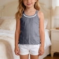 thumbnail image 2 of WAVSUF Girls Cami Tank Tops Crew Neck Sleeveless Ruffle Hem Kids Summer Casual Daily Underwear Gray Size 2, 2 of 9