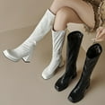 thumbnail image 7 of Knee High Boots for Women Platform Square Toe Block Heeled Tall Boots (Black 36), 7 of 7