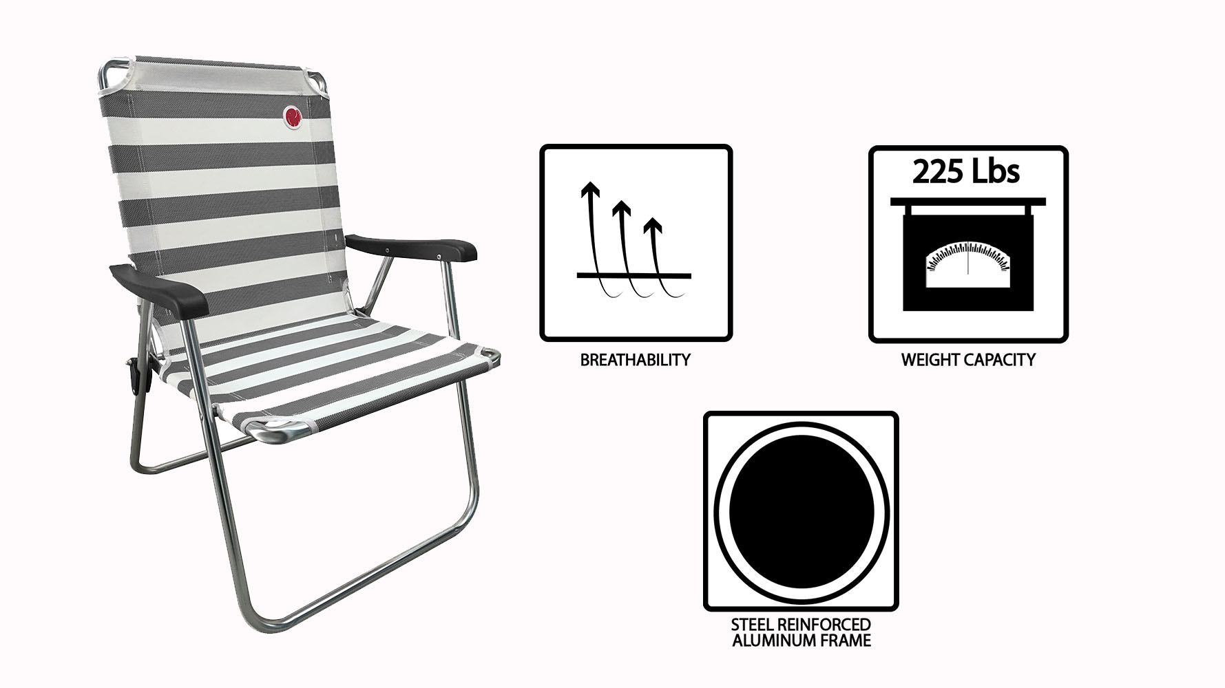 OmniCore Designs New Standard Folding Camp/Lawn Chair (2 Pack) Black / White - image 2 of 6