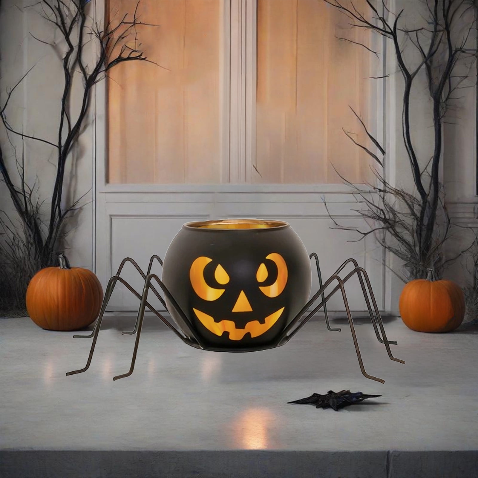 Bougeoir En Verre En Forme De Citrouille Doré - 14x12x12 Cm - Décoration Halloween, Thanksgiving, Automne