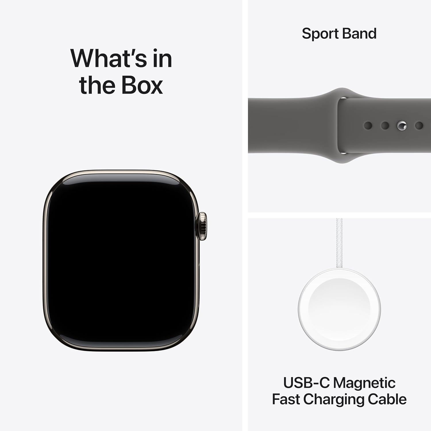 Apple Watch Series 11 [GPS + Cellular 42mm] Smartwatch with Natural Titanium Case with Stone Gray Sport Band - M/L