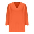 thumbnail image 3 of fatyb Womens Tops 3/4 Length Sleeve Loose Blouses Casual V Neck Shirts Solid Color Tee Tops for Women, 3 of 6