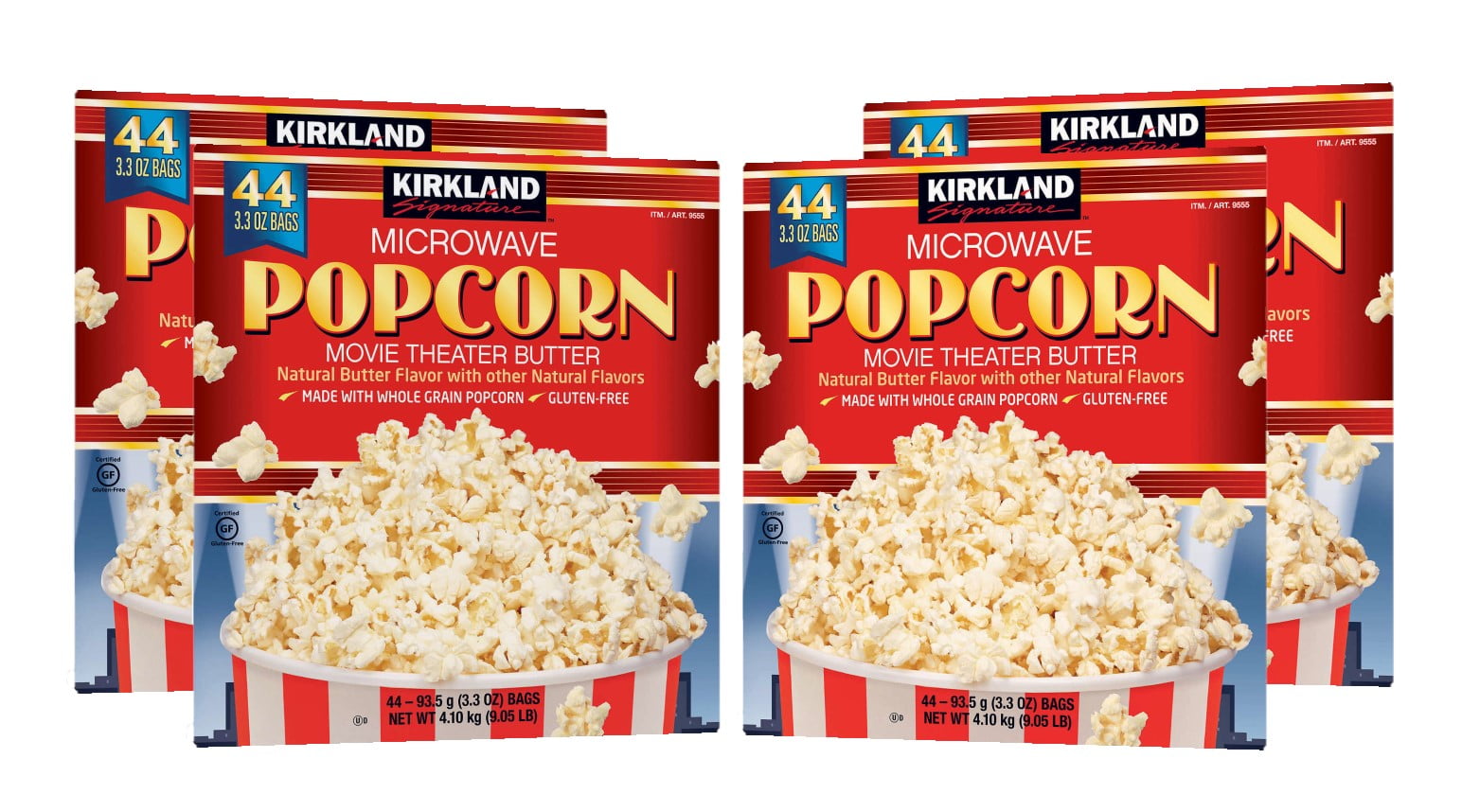 4 Pack Kirkland Signature Microwave Popcorn, 3.3 oz, 44 Count