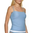 thumbnail image 2 of Calvin Klein EARL BLUE/WHITE Side-Shirred Bandeau Tankini Swim Top, US X-Small, 2 of 4