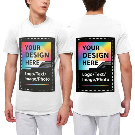 USPEED Custom T Shirts with Photo/Logo/Text - Midweight Personalized Comfort Cotton Tee for Men Women Design Your Own Shirt Front & Back Print
