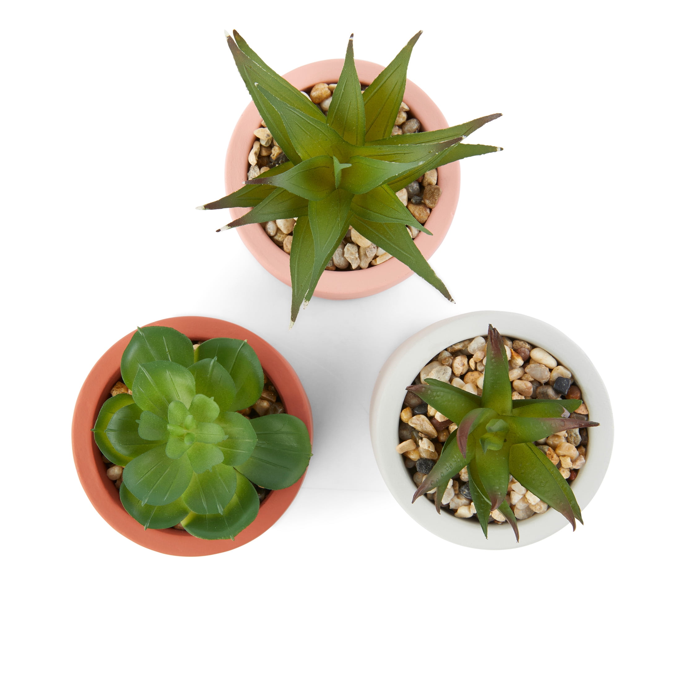 Mainstays by Becky G. & Alejandra 5.5" Artificial Succulent Plants in Orange, Mimosa & White Modern Ceramic Planters (3 Count)
