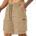 thumbnail image 2 of cllios Men's Cargo Shorts Casual Summer Hiking Short Pants Elastic Wasit Drawstring Knee Length Big and Tall Bermuda Shorts with Multi Pockets, 2 of 9