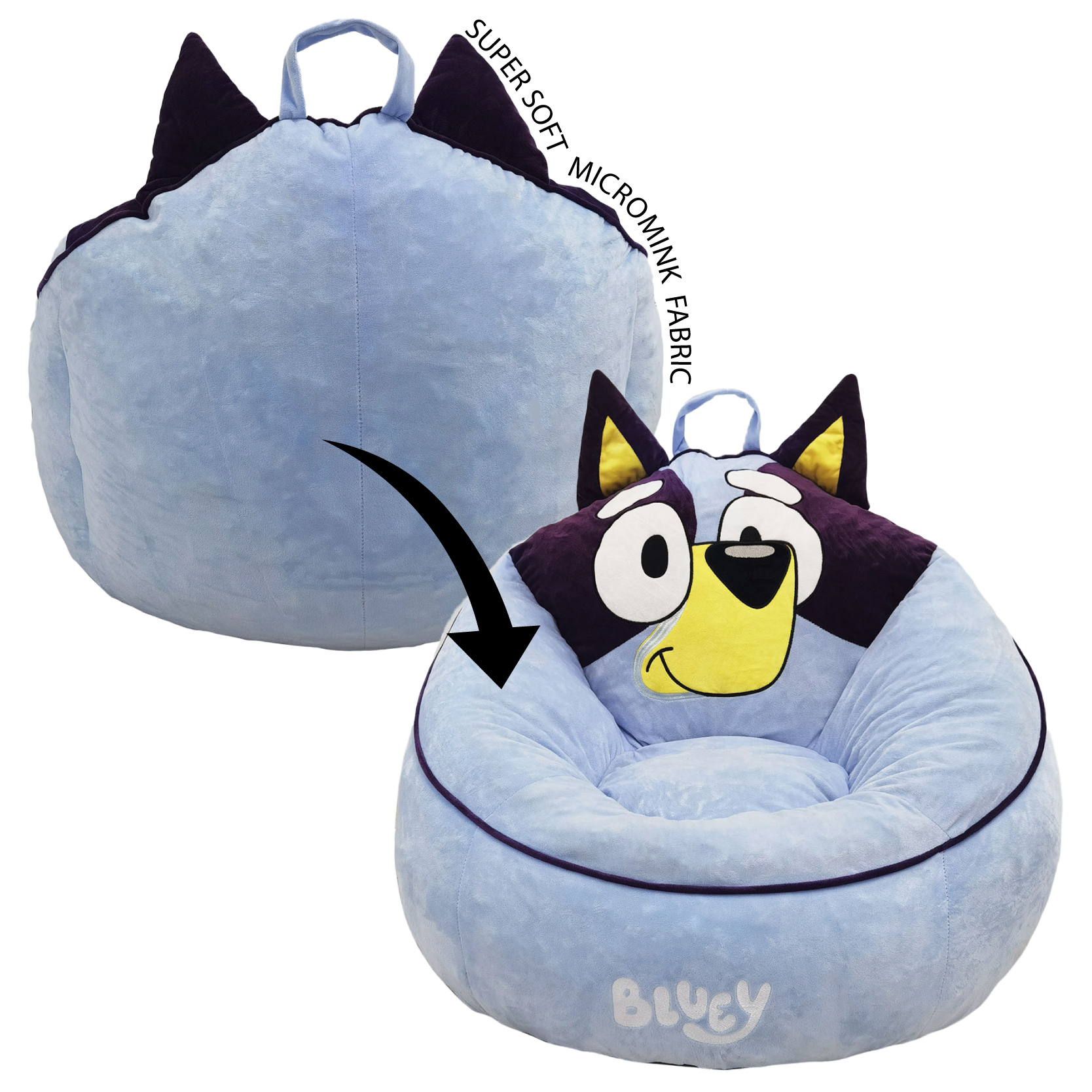 Bluey Kids Compressed Foam Beanbag Chair, Blue photo 6