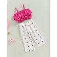 thumbnail image 3 of ZAXARRA Toddler Girls Summer Outfit Sets Solid Color Layered Ruffle Camisole + Heart Print Pants, 3 of 8