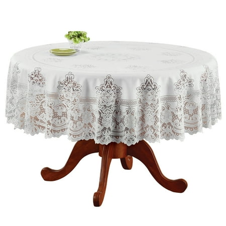 Lace Overlay (Elegant White Lace Tablecloth / Table Overlay, Scalloped Edge, for Living Room or Dining Room,)
