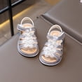 thumbnail image 6 of YunPes Toddler Girls Gladiator Sandals Hook and Loop Soft Sole Flats with Lace Flower Patch Summer Casual Lightweight Shoes for Kids, 6 of 9