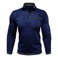 thumbnail image 4 of Men Cotton Polo Shirts Long Sleeve with Pocket Golf Shirts Shirts for Men Casual Work Athletic Collared T-Shirts Size 3XL Navy, 4 of 8