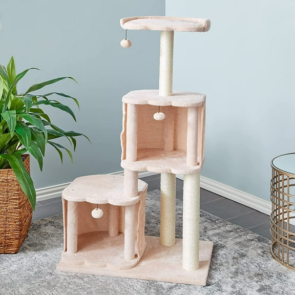 Two by Two Ash 50.6-inch Cat Tree, Tower, Condo, Scratching Post & Playground