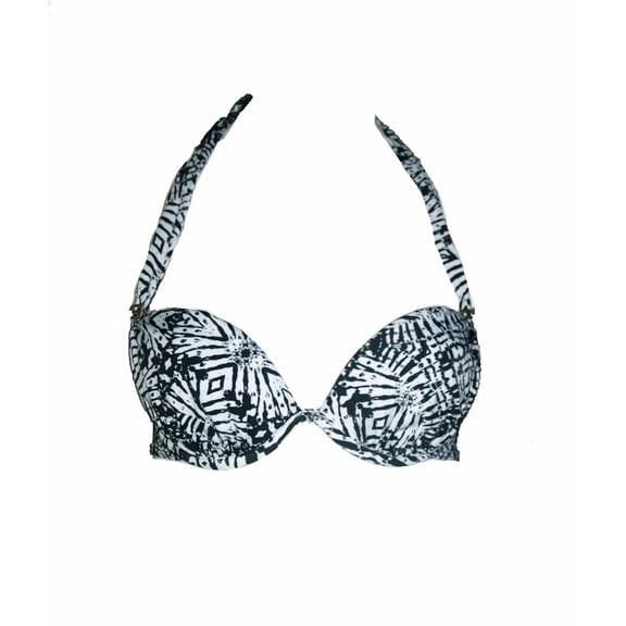 Bar III Women's Halter Underwire Bikini Top, Black/White, XS