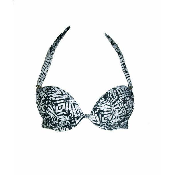 Bar III Women's Halter Underwire Bikini Top, Black/White, XS
