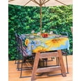 thumbnail image 3 of Outdoor Tablecloth with Umbrella Hole for Patio/Picnic/Party/Camping, Yellow Sunflower Daisy Waterproof Table Cloth Rectangle Table Cover Washable, Spring Butterfly Country Pastoral 52"x 70", 3 of 7