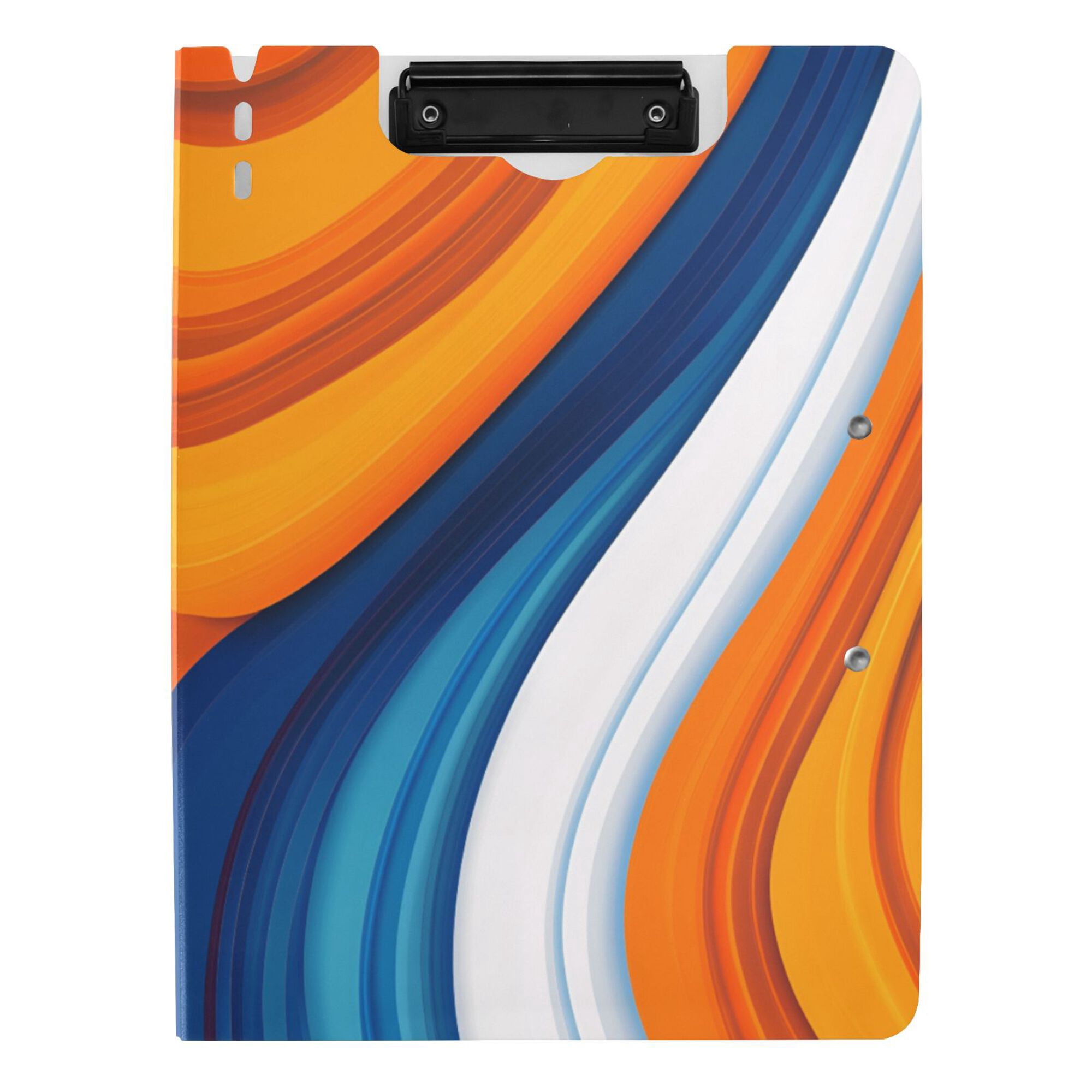 FORMRS A4 Clipboard Folder with Pen Holder Horizontal Foldable School Office Binder, Orange Abstract Wavy