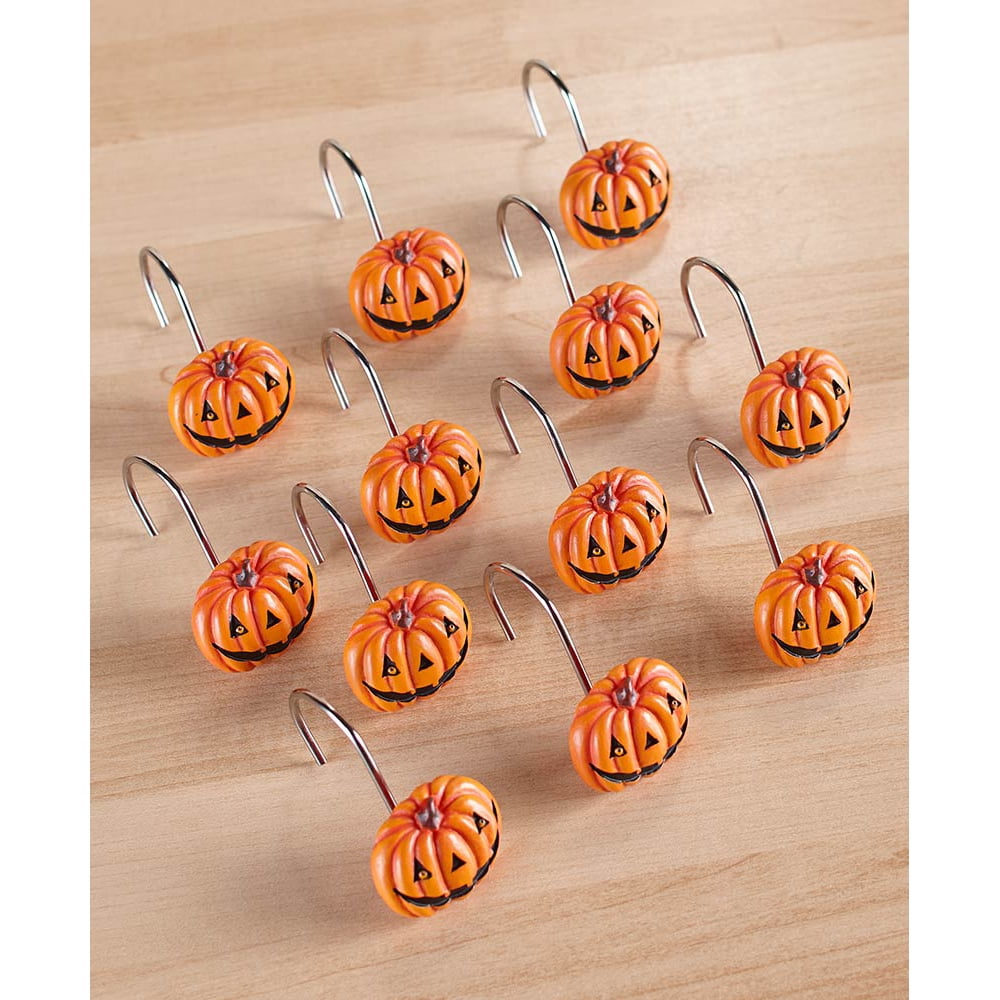 The Lakeside Collection Set of 12 Pumpkin Shower Curtain Hooks