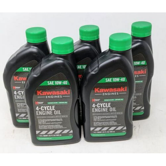 Kawasaki Synthetic Blend Motor Oil 10W - 40, 1 Quart (5 Pack)