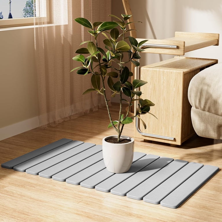 Large Diatomite Bath Mat 31.5" X 19.7" - Super Absorbent Quick Dry Stone Mat, Non-Slip For Bathroom & Kitchen