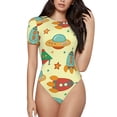 thumbnail image 1 of Fotbe Colorful Outer Space Body de Mujer con Cuello Redondo y Mangas Cortas, Sin Mangas Ajustado, Suave, Cómodo y Básico-Large, 1 of 7