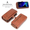 thumbnail image 3 of iPhone 11 6.1" Case, Allytech Vegan Leather Flip Stand Multi-Function Cards Holder Cash Pocket Purse Detachable Back Cover Magnetic Protection Shockproof Case Cover for Apple iPhone 11 6.1",Brown, 3 of 10