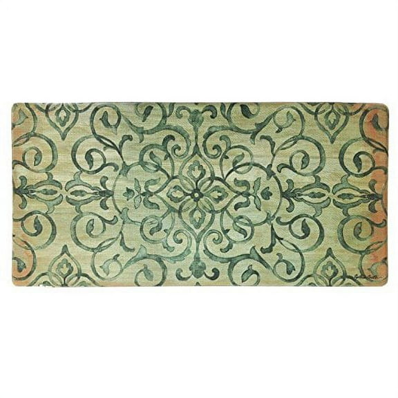 Oversized 20"x39" Anti-Fatigue Embossed Floor Mat (RUSTIC MEDALLION GREEN)