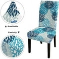 thumbnail image 5 of Blue Chair Cover Spring Flower Blue and Navy Chrysanthemum Flowers Abstract Art High Chair Covers Set of 6 Stretch Removable Washable Slipcovers for Dining Room Kitchen, 5 of 6