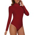 thumbnail image 3 of Vaslanda Women's Mock Turtle Neck Long Sleeve Tops Bodysuit Jumpsuit, 3 of 5