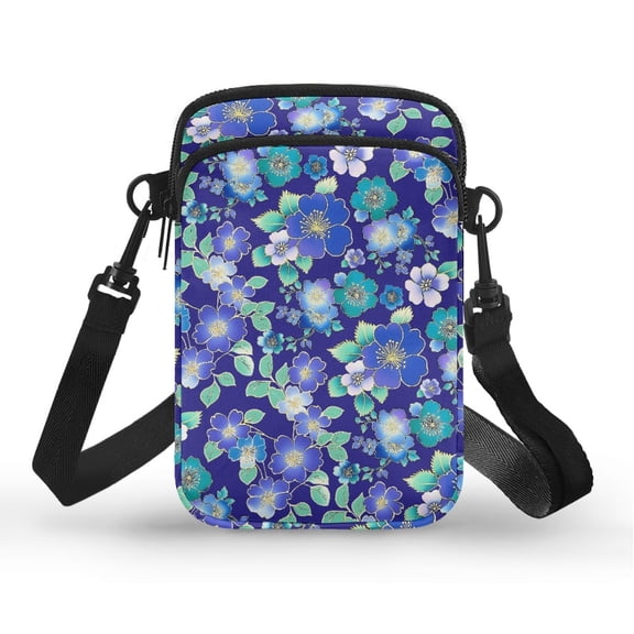 HELLHERO Flowers Travel Crossbody Purse, Polyester Double Layer for Women